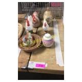 Assorted ceramic chickens