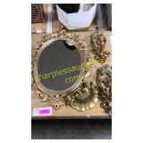 Mirror and sconces
