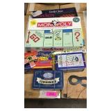 Games, monopoly, dominos, checkers, card shuffler