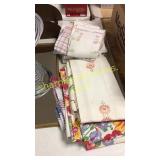 Towels, baskets, mirror, misc