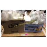 Styrofoam cups, sauce lids, misc