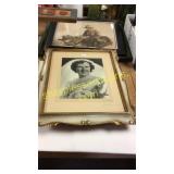 Picture frames, pellum, cigar lighter, rags, misc