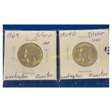 2 silver Washington quarters