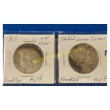 2 Franklin half dollars