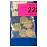 5 silver mercury dimes mixed