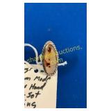 Sterling ring with hand cut stone- sz 6.5