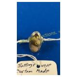 Silver/hand cut stone size 6 ring