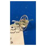 Sterling/hand cut stone ring - sz6.5