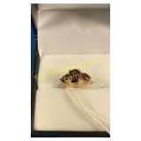 10k diamond/ rodalite garnet ring - sz 7