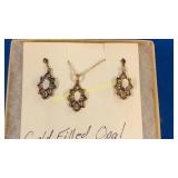 Gold filled opal necklace and earrings