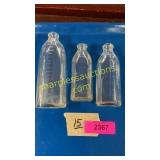 3 vintage baby bottles
