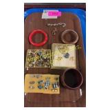 Tray of rings, cuff links, bracelets