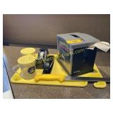 Cutting board, knife, shakers, misc