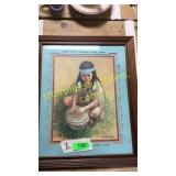 Signed Native American framed art