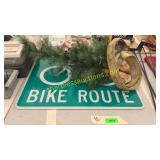 Clothes pins, bike route sign