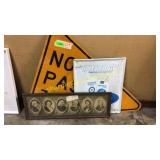 Metal signs, portrait pictures