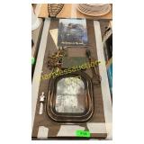 Vintage mirror, beaters, pocket tacklebox