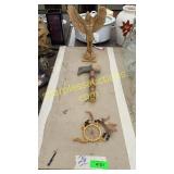Native American statue, dream catcher, axe