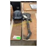 Baseball helmet, guitar hero guitar