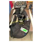 Baseball bag, cleats size 7