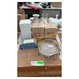 Wine glasses, pie plate, picture frame