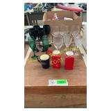 Assorted wine glasses, s&p shakers
