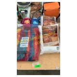 Pillows, beach blanket, baby blankets