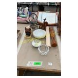 Bowls, statues, vintage tea kettle