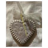 Isabel Bloom Pink flowers heart with ribbon