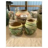 Set of 3 paint splattered bowls/vases
