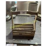 Wooden basket with misc items