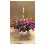 Large hanging pink petunia basket