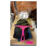 Bracelets, plastic bowl, misc