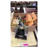 Wood paintings, model engine, misc