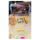 Model motorcycle, knife block, misc