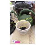 Planters, watering can