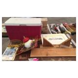 Cooler, coke light, shelves, misc