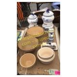 Vintage blue onion & stoneware bowls