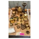 Brass items, lamp