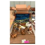 Dog collectibles, clarinet, misc