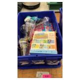 Water bottles, kids books, misc