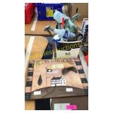 Box of spray bottles, sign