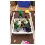 Tub of cleaning supplies