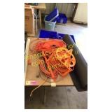 Extension cords, garage mat, misc