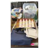 Tote, basket, paper cups