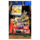 Glue/slime kit, play-doh creations, misc