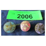 Three vintage enamel decorated pins