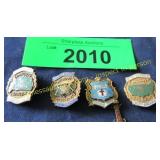 Four vintage enamel decorated pins