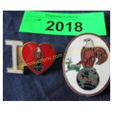 Two advertising Case enamel pins