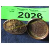 1887 advertising button and IH tie tack